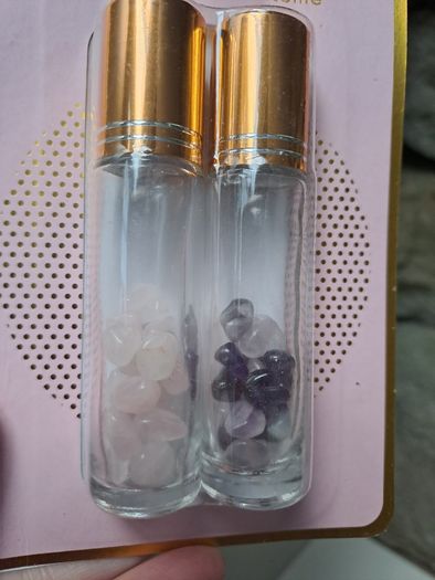Gem roller bottles rose quartz and amethyst