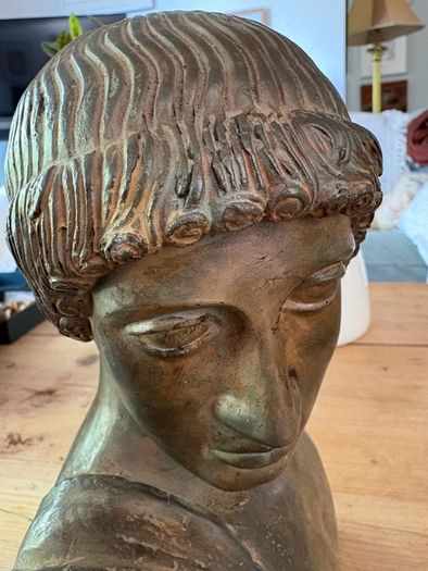Vintage Ceramic Bronzed/ Verdigris Head Of Apollo