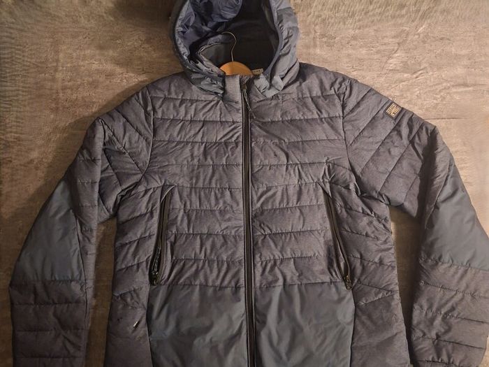 Scotch & Soda Men's Short Quilted With Detachable Hood Jacket Blue XL