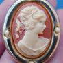 Vintage Shell Cameo Brooch Gold Tone Frame, Pin, Ivory, Salmon, Feminine, Collectible, Jewelry Image 3