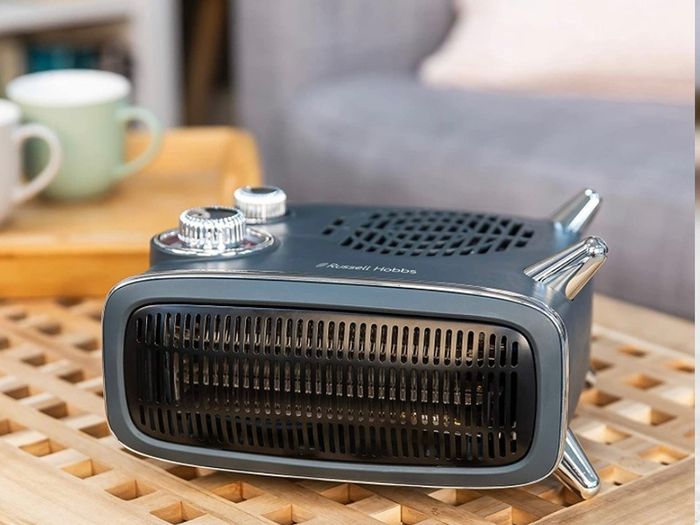 1800W/1.8KW Electric Heater, Retro Horizontal/Vertical Fan Heater in Grey with Adjustable Thermostat, 2 Heat Settings, 20m2 Room Size, Dial Control (FREE POSTAGE)