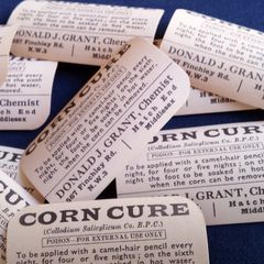 Vintage Corn Cure Labels.