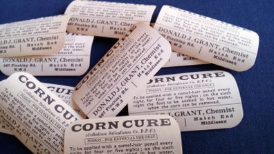 Vintage Corn Cure Labels.