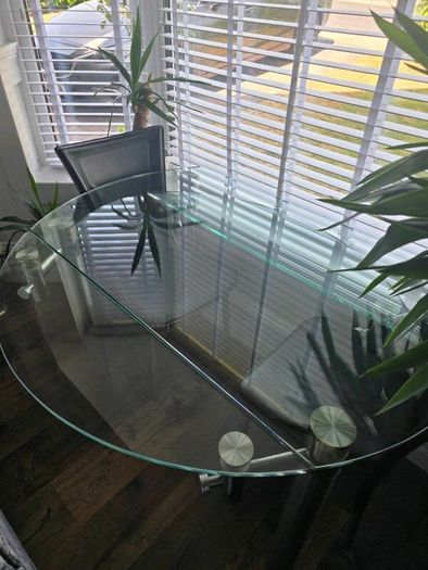 Glass dining table & 2 chairs