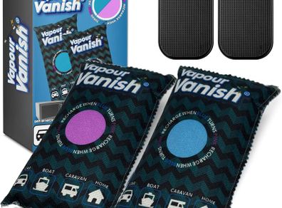 Reusable Dehumidifier Bags - Car Dehumidifier Moisture Absorber With Dashboard Anti-Slip Mats, Rechargeable Silica Gel Interior Dehumidifiers, Eliminates Foggy Windscreen - Home Wardrobe