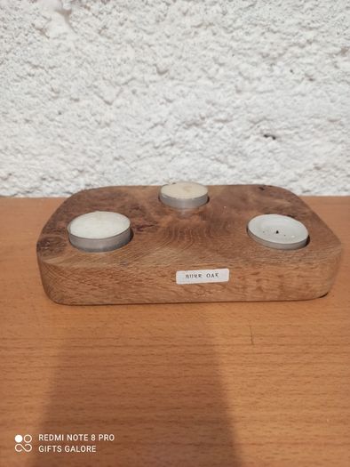 Handmade Burr Oak Tealight Candle