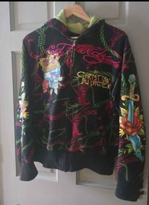 Vintage Y2K ED Hardy by Christian Audigier Zip Hoodie (SIZE M)