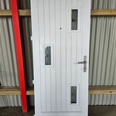 Pallido composite Door & frame in excellent condition only 1 Yr old has low threashold comes with 3 keys there is 2 side glass frosted panels optional can sell door & frame on its 0wn