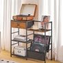 End Table with Vinyl Storage, 4 Tier Vinyl Record Storage, Side Table with Open Shelves, Turntable Stand for Living Room, Media Room, Rustic Brown Image 4