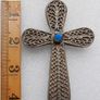 Vintage Turquoise  Large 4" Cross Pendant and unusual Chain length 34" Image 9