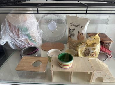 Hamster cage and accessories