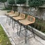 Set of 4 rattan/ bamboo bar stools with metal legs Image 2
