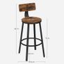 _Set of 2, Bar Chairs, High Stools, with Backrest, Kitchen Seat, Steel Frame, 73.2 cm High Seat, Easy Assembly, Industrial Style, Rustic Brown and Black Image 3