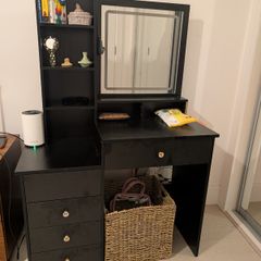 Black Dressing Table with LED Mirror