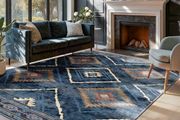 Machine Washable Large Rugs Living Room, 180x270 cm Non-Slip Area Rugs, Short Pile Blue Rug for Bedroom, Hallway, Bedroom, and Kitchen, Office, Blue