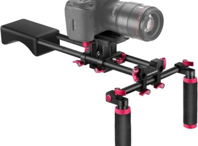 Camera Shoulder Rig, Video Film Making System Kit for DSLR Camera and Camcorder with Soft Rubber Shoulder Pad and Dual Hand Grips, Compatible with Canon/Nikon/Sony/Pentax/Fujifilm/Panasonic (FREE POSTAGE)