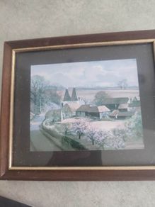 Small Framed Print Of Village Scene .