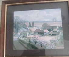 Small Framed Print Of Village Scene .