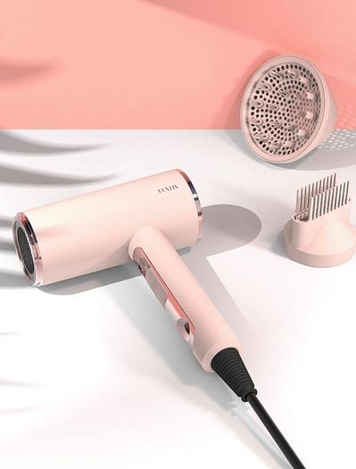 Hair Dryer with Diffuser,Comb/Brush,Nozzle(2200w Professional ION hairdryer) for Women 4C Thick Hair - Baby Pink (FREE POSTAGE)