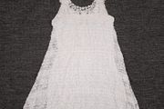 Yumi White Cream Tiered Lace Crochet Ruffle Sundress Mini Dress Size S