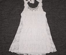 Yumi White Cream Tiered Lace Crochet Ruffle Sundress Mini Dress Size S