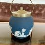 Adams Tunstall Jasperware Biscuit Barrell Ice Bucket Silver Plate Lid Image 10
