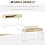 Modern Computer Desk with Lift Top for Home Office, Writing Desk with Drawer and Open Compartment, Natural Image 3