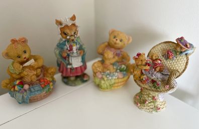 Collection of cute bears and fox figurines