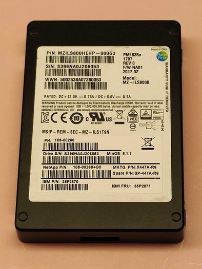 Samsung 108-00260 Netapp X447a-r6 35p2870 Samsung Mz-6wr8000/0g3 800gb 2.5" Sas