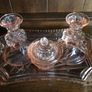 Stunning Vintage 1950s Pink Peach Depression Glass Dressing Table Set Image 4