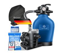 Pool filter system with pump & 1200g filter balls | Pool filter 600W | Sand filter for pools with a flow rate of 13200L/h | Tank capacity up to 30kg of sand