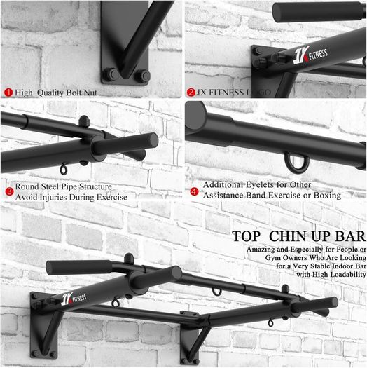 Pull Up Bar Wall Mounted Chin Up Bar Home Gym Punch Bag and TRX Training Hook Exercise Bracket Upper Body Workout Bar