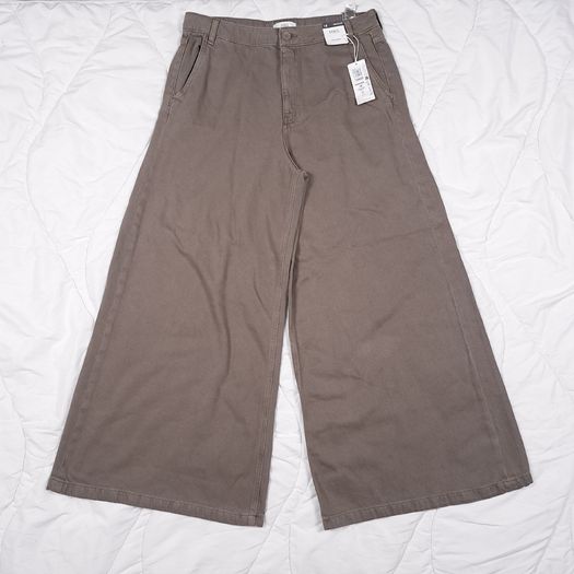 Marks & Spencer Brown Khaki Wide Leg Palazzo Trousers Jeans 16UK/44EU