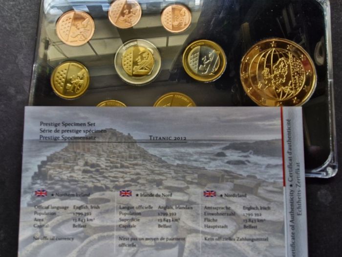Northern Ireland Rhodium and 24k Gold Plated Specimen Titanic Set 2012 + Proof Medal UNC Only 2,000 Set's
