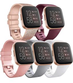Pack 5 Silicone Straps Compatible with Fitbit Versa 2 Strap/Fitbit Versa Strap/Versa Lite Strap/Versa SE Strap, Classic Soft Replacement Sport Wristbands Accessories for Women Men (Pack A, S)