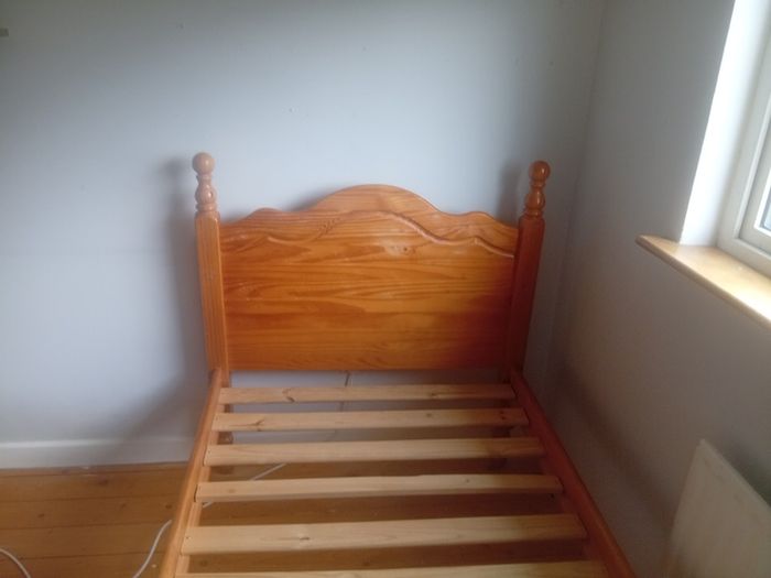 Single wooden bed,with used but good condition mattress if required