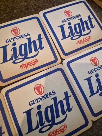 Rare 1980s Guinness Light Beer Mats - Complete 6-Mat Literary Series (Pristine Deadstock)
