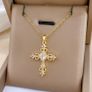 Cross Crucifix Crystal Gold Tone Pendant Necklace Image 2