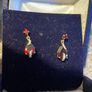 9ct real gold .diamond & garnet drop earrings Image 2