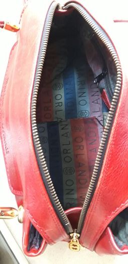 Marino Orlandi Genuine Italian Cherry Red Leather Shoulder/Hand Bag