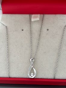 H.Samuel Sterling Silver Diamond Droplet Necklace