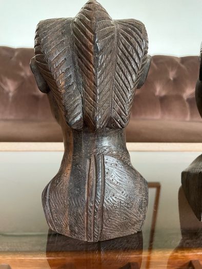Pair of Vintage Mid Century African Art Hardwood Bust Carvings