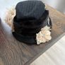 Ladies black pin stripped hat Image 3