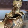 Vintage MCM Solid Brass Small Kitty Cat in a Boot Whimsical Sculpture Image 3