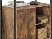 _Chest of drawers, kitchen cupboard, cupboard, console table with glass surface, living room, hallway, stable tempered glass, simple structure, industrial design, vintage, dark brown
