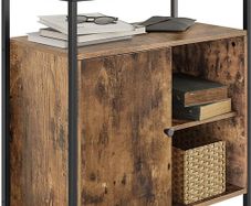 _Chest of drawers, kitchen cupboard, cupboard, console table with glass surface, living room, hallway, stable tempered glass, simple structure, industrial design, vintage, dark brown