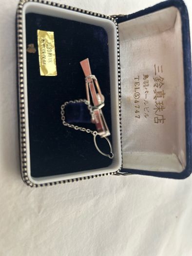 Vintage Japanese Misuzu Genuine Pearl SILVER Tie Clip Bar Boxed Toba Japan
