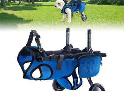 Dog Wheelchair for Back Legs, Adjustable Dog Wheelchair, Rehabilitation 2 Wheels Dog Cart Wheels, Assist Pets with Paralyzed Hind Limbs to Recover Walking, Equipped with Storage Bag and Traction Rope