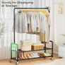 Heavy Duty Clothes Rail Rack with Shelves 46.5" Large Rolling Clothing Rack for Bedroom Hanging Rail for Clothes, Garment, Coat, Black Image 7