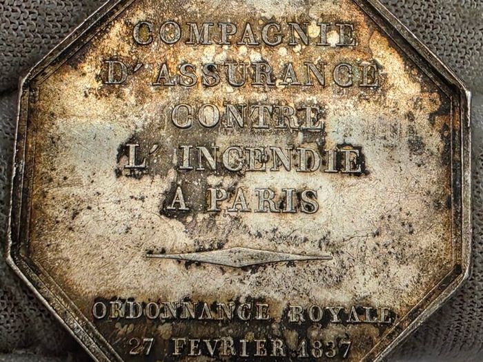 France Silver 1837 Insurance Token Coin Scarce